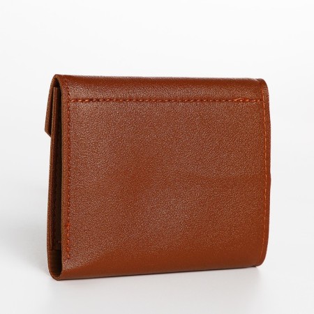 Women's wallet on the button, brown color-1