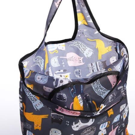 Household bag without fastening, black color/multi -colored-3