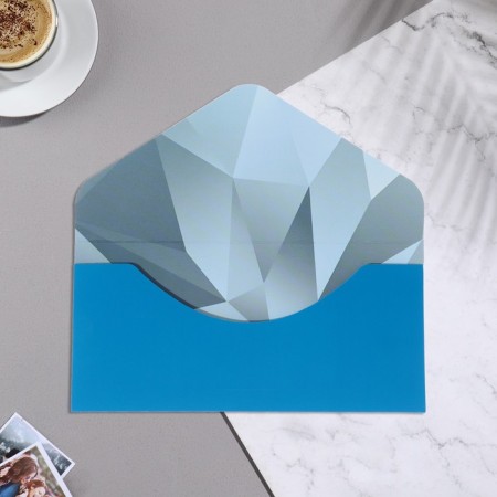 Money envelope "Congratulations!" Soft Tach, embossing, blue color, 9x19 cm-2