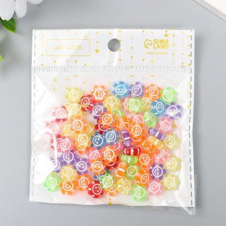 Beads for creativity plastic "Smiley" transparent bright set 20 g 0.5x1x1 cm-3
