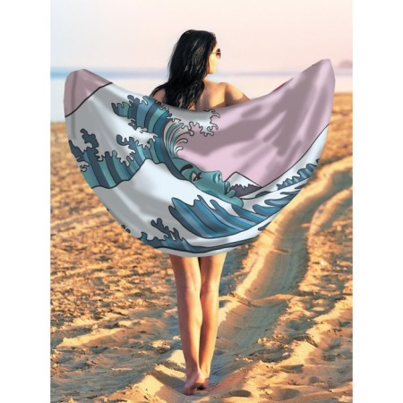 Pareo and beach rug "Girl Wave", d = 150 cm