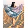 Pareo and beach rug "Girl Wave", d = 150 cm