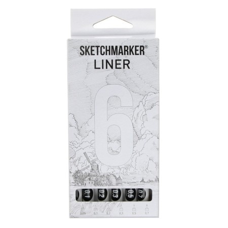 A set of capillary handles Sketchmarker, 6 pieces: 0.05, 0.1, 0.2, 0.3, 0.5, 0.7, black