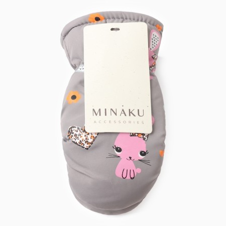 Winter children's mittens minku, gray color, 18cm-4