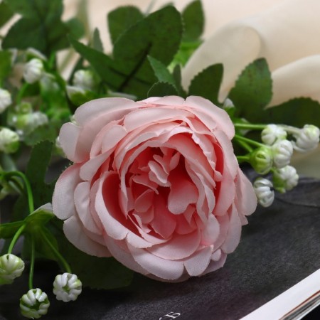 Artificial flowers "Amuria rose" 7x62 cm, light pink-1