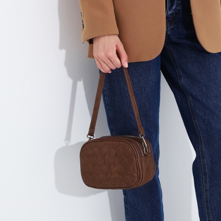 Cross-Bodi Bag on a zipper, brown color-6