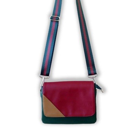 Bag Messenger on magnet, green/red/karmin