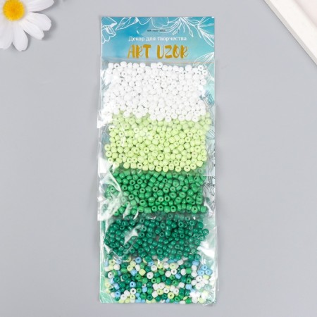 Round beads 6/0 "So different green" 5 colors x 20 g 20x8x0.7 cm-4