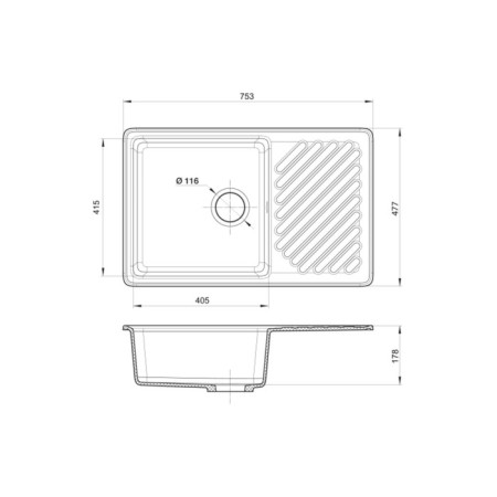 Granfest Quarz GF-ZL-52, 753x477 mm kitchen washing.-1
