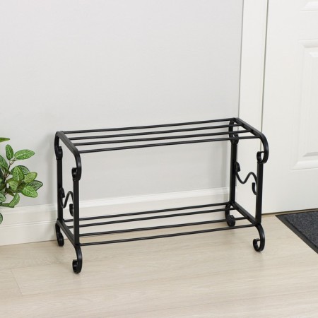 Standard shoe stand, 2 tiers, 60 × 30 × 40 cm, black color, mix-1