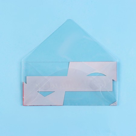 Money envelope "Happy Anniversary!" Transparent PVC, red background, 16 x 8 cm-2