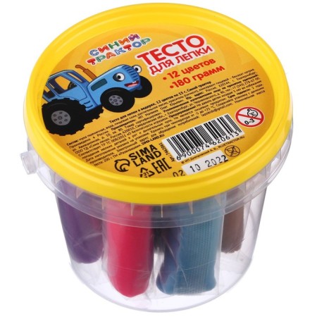Modeling dough, 12 colors, 15 g each, blue tractor-1