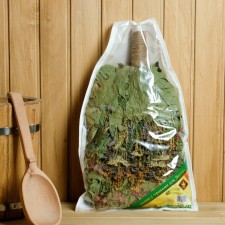 A broom for a bath oak with herbs, in a bag with a zipper