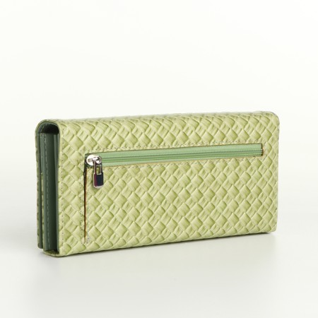 Women's wallet on magnets, green color-1