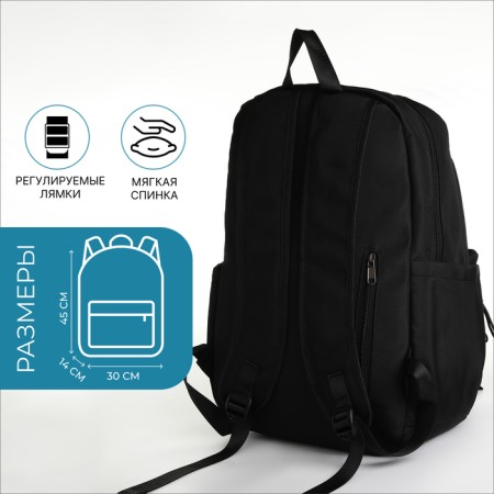 School backpack on lightning, 5 pockets, black color-1