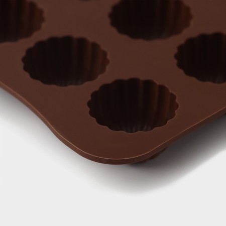 Form for chocolate “Assorted”, silicone, 21.5 × 10.4 × 1.5 cm, 15 cells, brown color-4