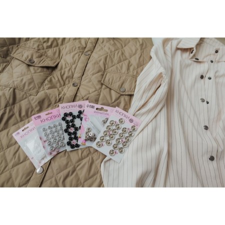 The buttons are sewing, d = 8.5 / 10 /12 mm, 25 pcs, silver color-3