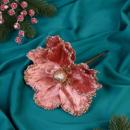 Decor "Winter Flower" Shine of the edge, 16x20 cm, pink
