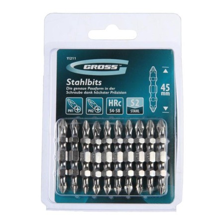 The set is bite two -ste. GROSS 11211, PH2-PH1 x 45 mm, steel S2, 10 pcs.-1
