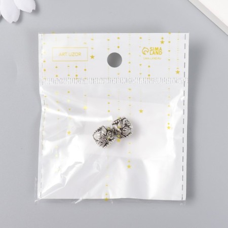 Bead for creativity Metal "Sea bottom with shells" silver 0.9x1.1 cm-2