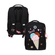 School backpack, 39 x 26 x 17 cm, Grizzly, ergonomic back, black