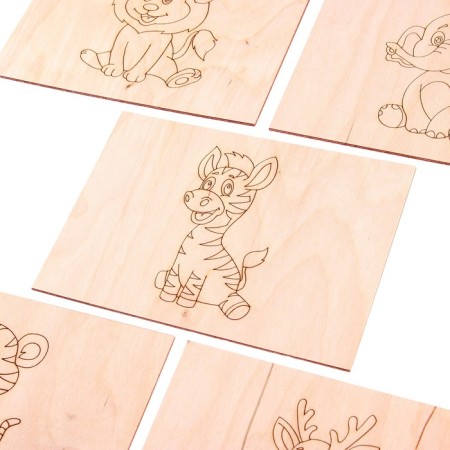 Set of 5 boards for burning with a pattern "animals", 15 × 21 cm-2