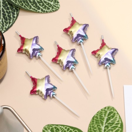 Set of candles for the cake, 5 pcs "Air Ball. Star", multi -colored