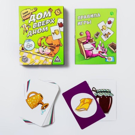 Board game for memory and attention "House upside down", 30 cards, 4+-1