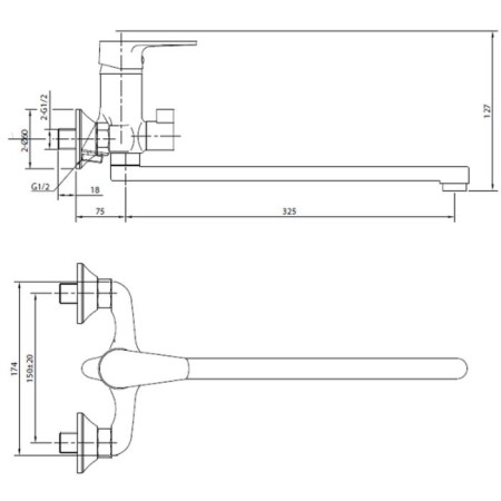 Eleanti bath mixer with metal. hose, chrome. watering can and bracket-1