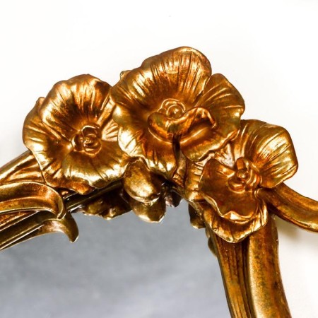 Interior polystone stand with the Golden Flowers mirror is rectangular 23x40 cm-2