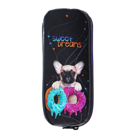 Penal soft, 2 compartments, voluminous, 90 x 220 x 40 mm, Stavia "Sweet Dog" Gray 86215