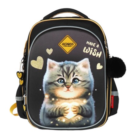 School backpack 37 x 28 x 13cm, ergonomic back, Across 557, gray-2