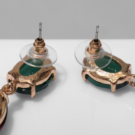 Earrings with rhinestones "Cleo" drops, colored in gold-2