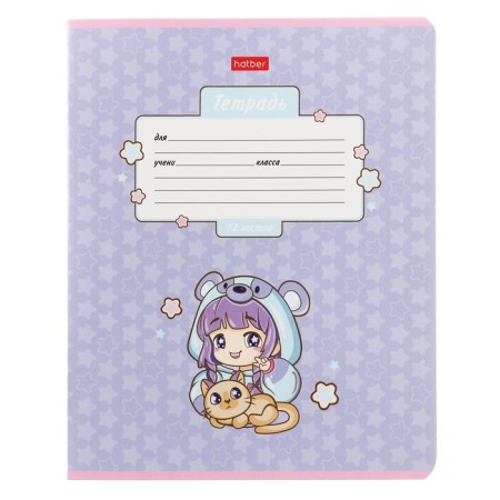 Notebook 12 sheets in the cage of "Anime Girls", covered cardboard, mix-2
