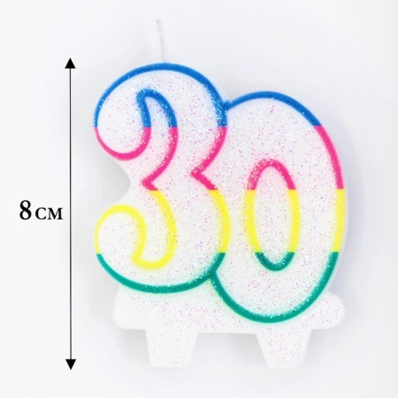 Candle for the cake "Jubilee giant", number "30", tone rim, 7.5 cm-1