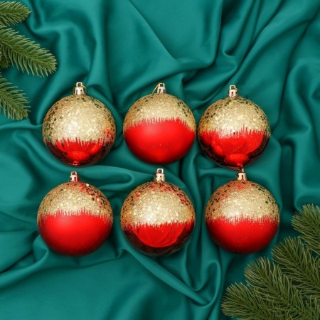 Set of balls plastic D-8 cm, 6 pcs "Magic" red