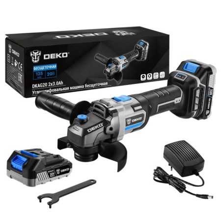 Battery Ushm Deko DKAG20, Brightless, 20 V, 2x3 Ah, 125 mm, 3000/9000 rpm