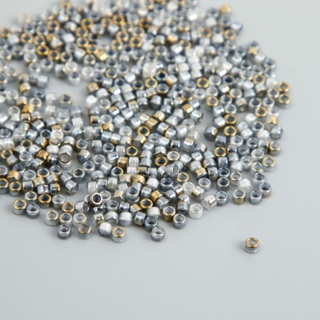 Glass 9/0 "Cylinders. Silver" two -tone, 450 g does not fade
