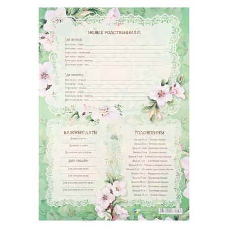 Panel Wedding "Tree of Happiness" Green background, 32x45 cm-1