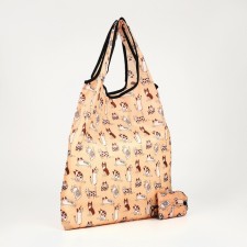 Household bag without fastening, folding, beige color