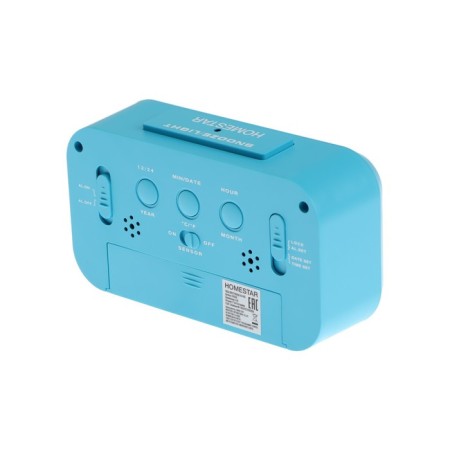Homestar HS-0110, an alarm clock, temperature, backlight, 3HAAA, blue-1