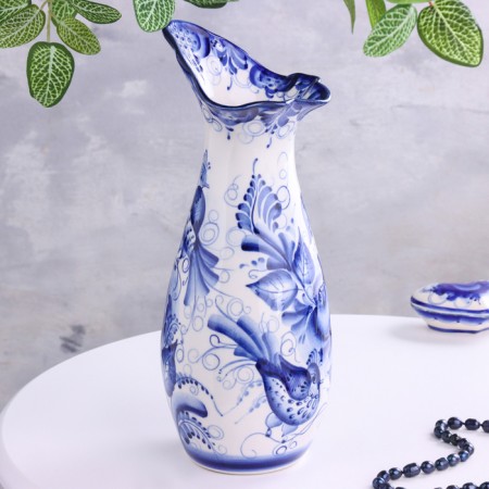 VAZ Gzhel "Paradise", white-blue, ceramics,-2