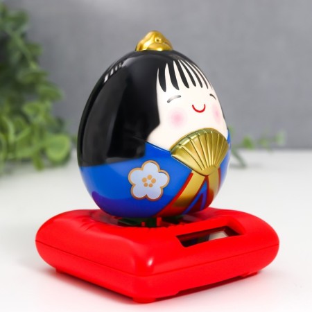 Plastic pendulum from the solar battery "Dun in a kimono with a fan" MIX 7.5x7.5x9.5 cm-2