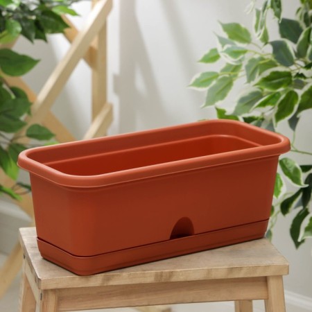 Balcony box with pallet, 40 cm, terracotta color-1