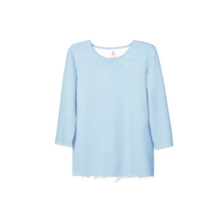 Jumper Female Conte Elegant Knitted with imitation of a shirt, size s, color blue
