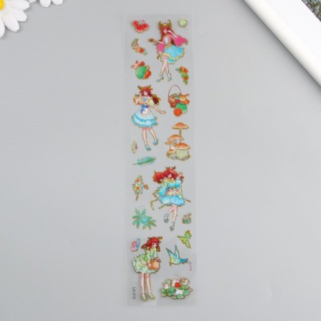 Plastic sticker with gold stroke "Anime Girls" MIX 6.7x30.2 cm-1