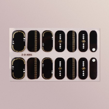 Flood strips for manicure, 14 pcs, black color-3