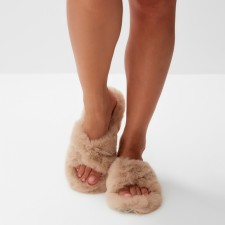 Women's slippers with an open nose size 36, beige color