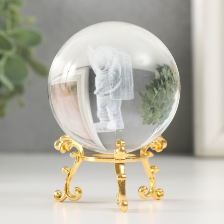 Souvenir glass "Cosmonaut" d = 6 cm openwork stand 6x6x8.1 cm-1