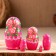 Nesting doll "rose", pink dress, 5 puppet, 10 cm